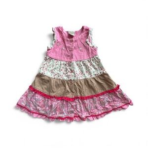 Laura Ashley 100% cotton tiered patchwork floral sleeveless dress girl sz 24mos